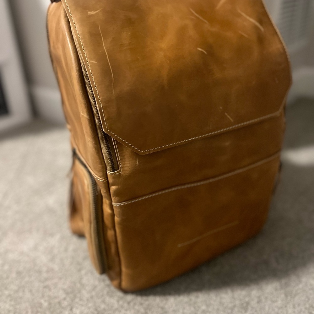 Vegan Tan Leather Backpack